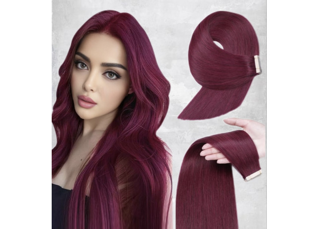 Extensii Tape In White Platinum Burgundy